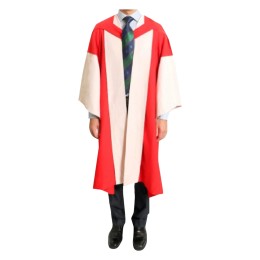 Designed red graduation robe, customized red graduation robe hood, black fluffy graduation cap, hard brim, narrow gold rope design on crown and brim, Doctor of Science (DSc) PhD academic uniform, University of Hong Kong, Graduation Gown Manufacturer DA519 Designed red graduation robe, customized red graduation robe hood, black fluffy graduation cap, hard brim, narrow gold rope design on crown and brim, Doctor of Science (DSc) PhD academic uniform, University of Hong Kong, Graduation Gown Manufacturer DA519